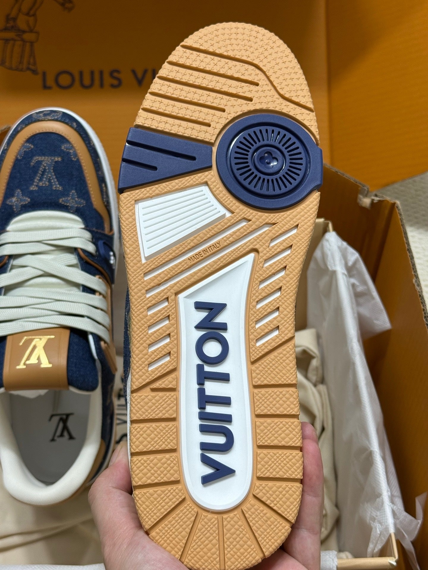 Louis Vuitton LV Trainers "Blue Denim-Brown"