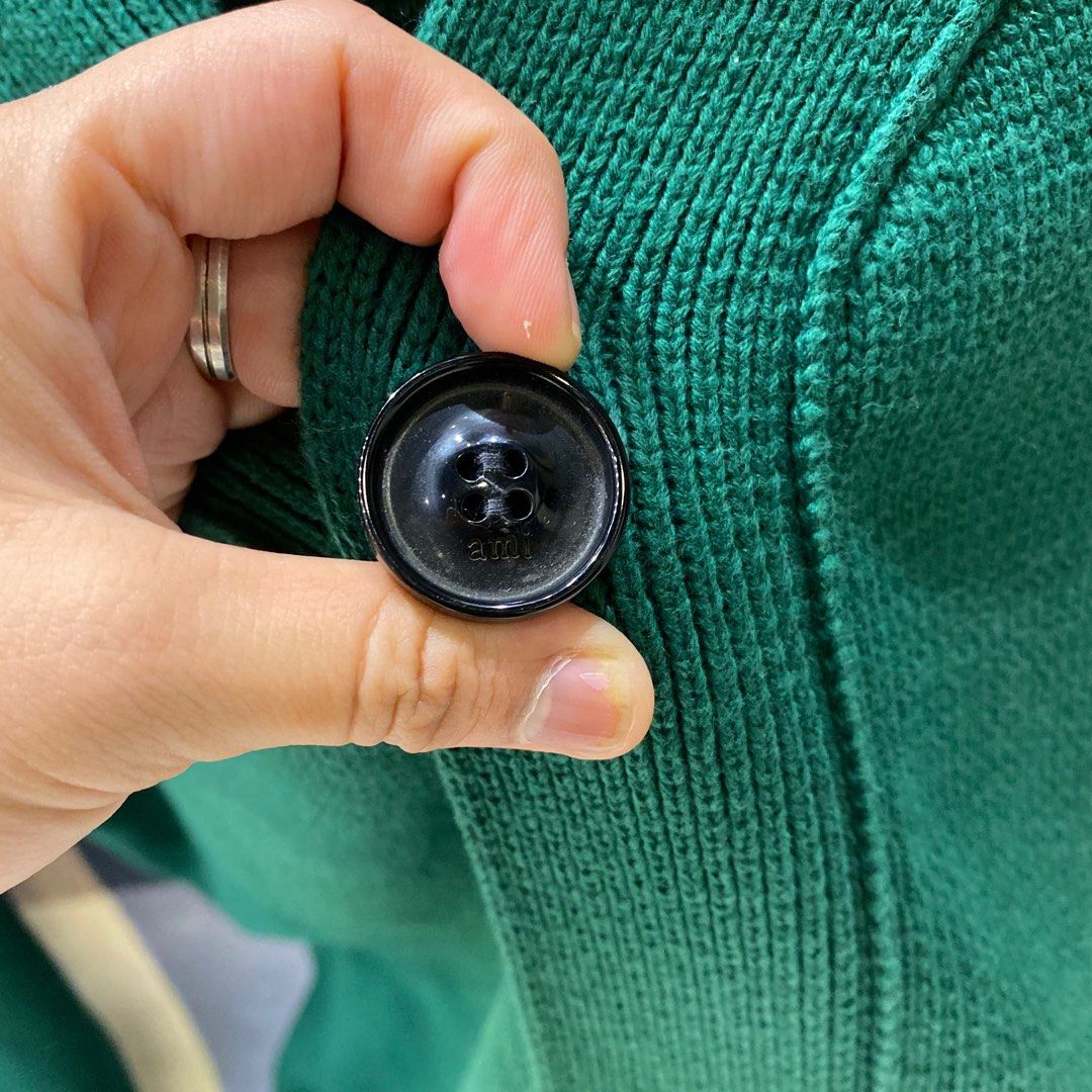 AMI Paris Ami De Coeur Cardigan "Dark Green"