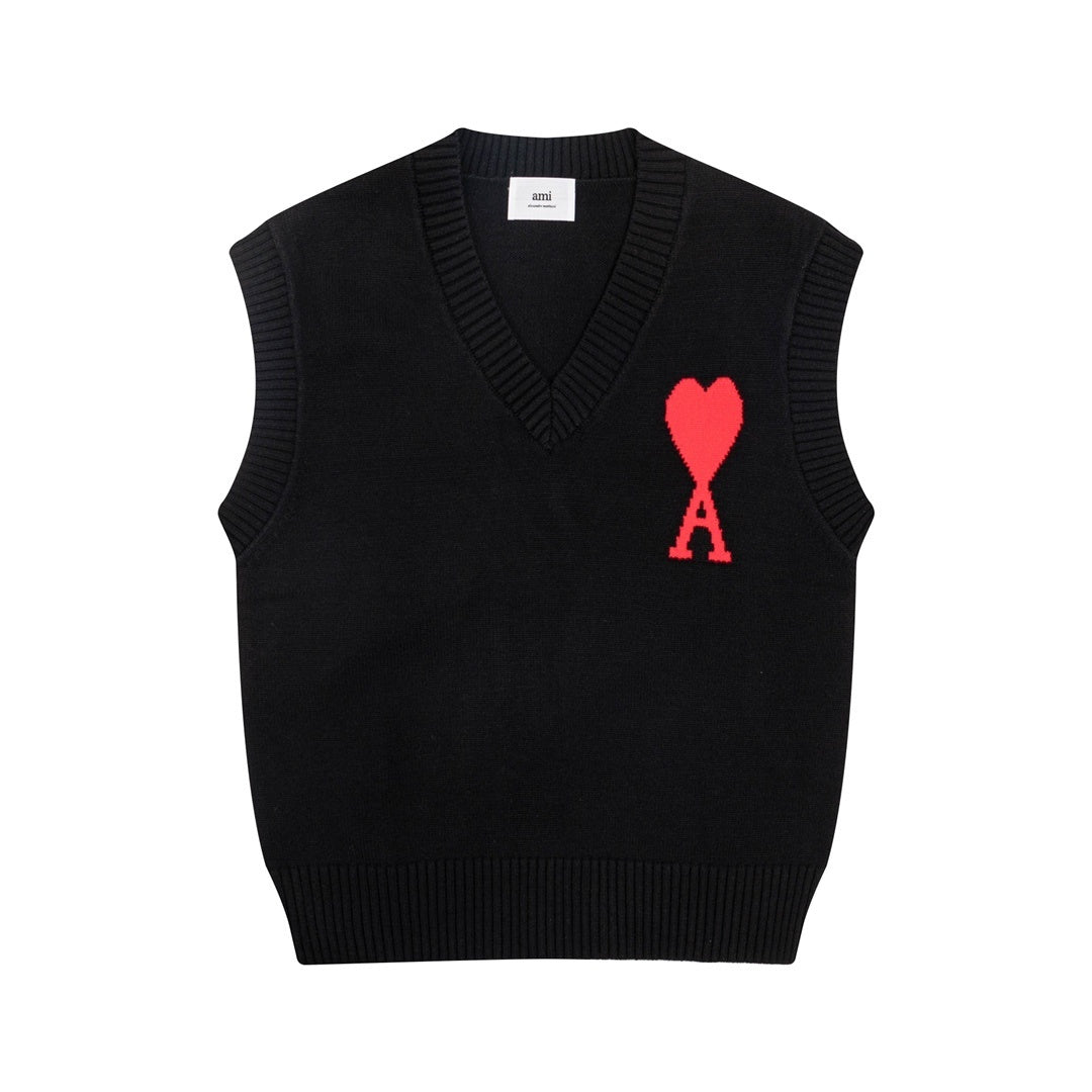 AMI Paris Ami De Coeur Sweater Vest "Black"
