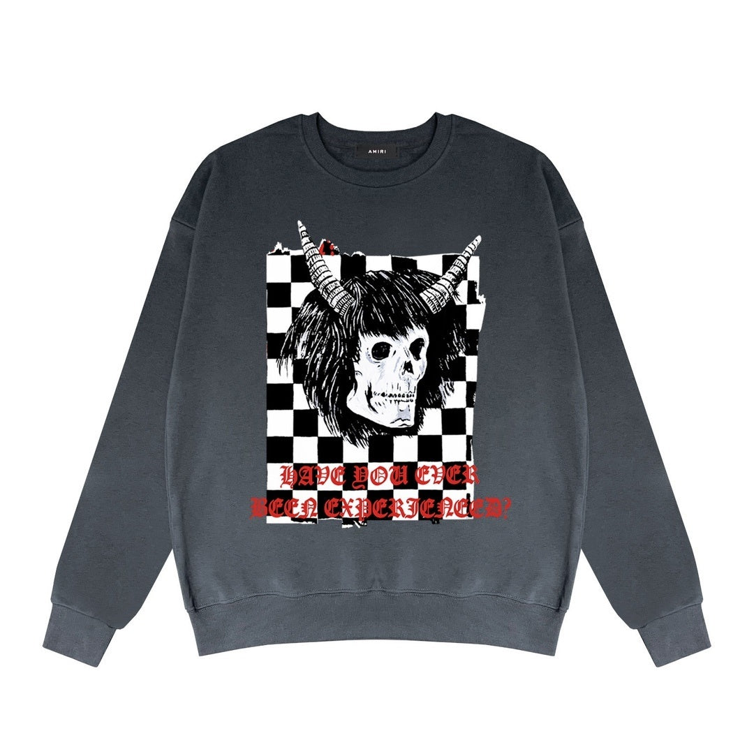 Amiri x Wes Lang Checker Skull Sweatshirt "Grey"