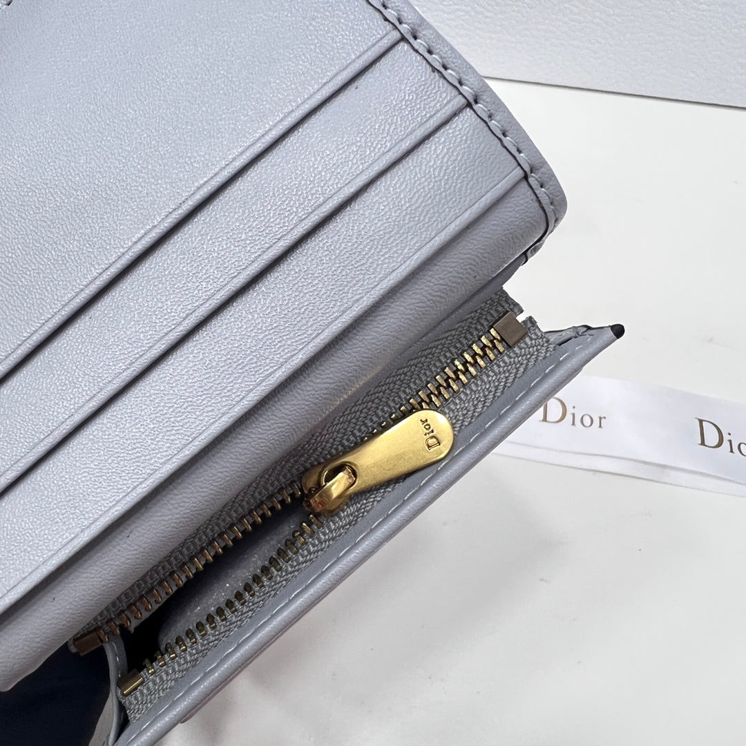 Dior Saddle Lotus Wallet Gray Dior Oblique Jacquard