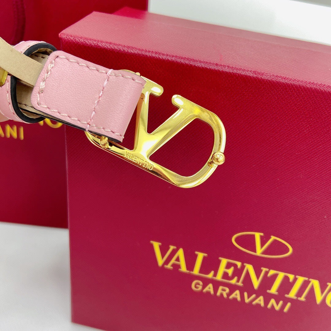 Valentino VLogo Signature 20mm Leather Belt "Pink"