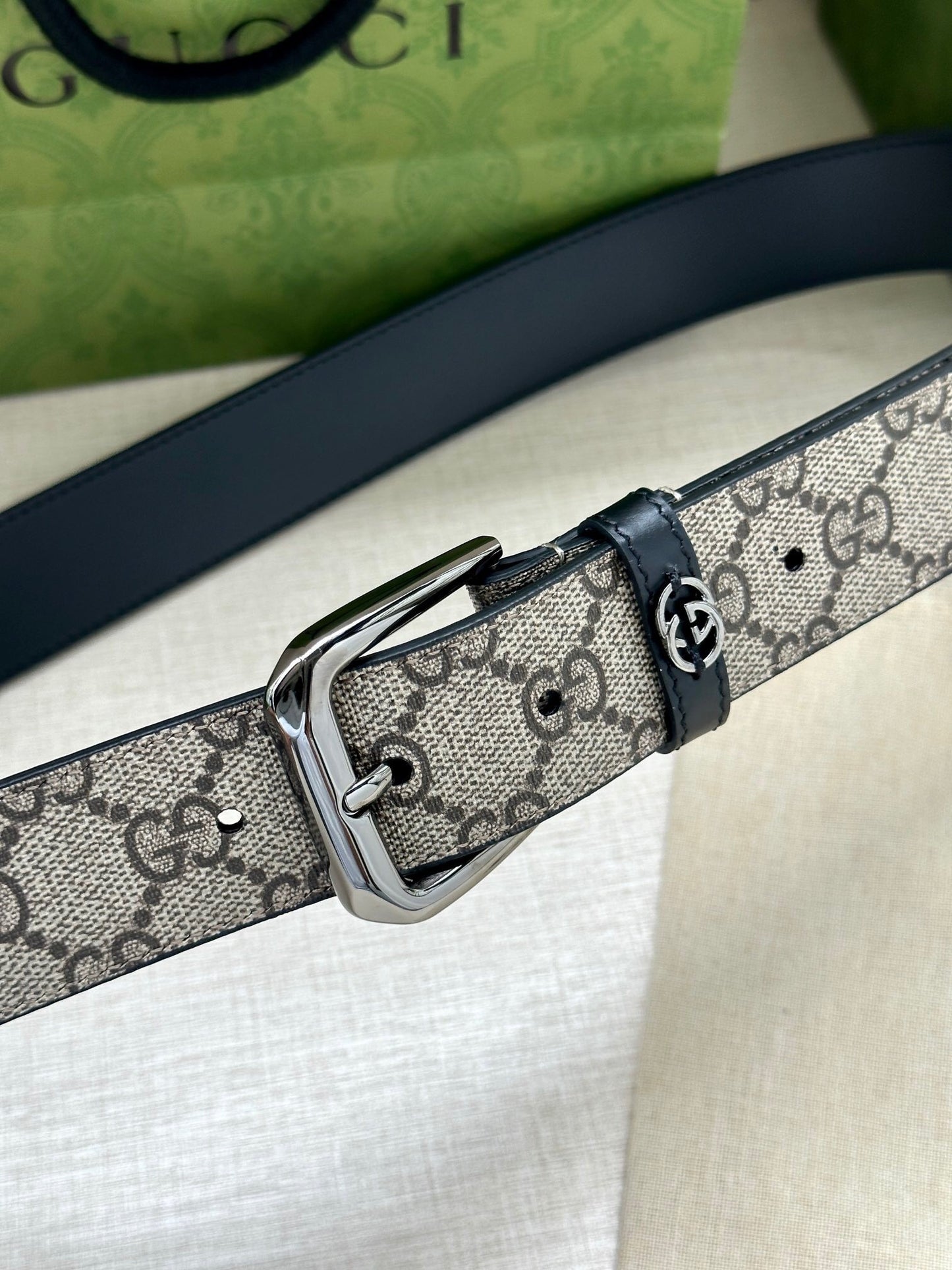 Gucci Belt with Interlocking G Detail "Beige"