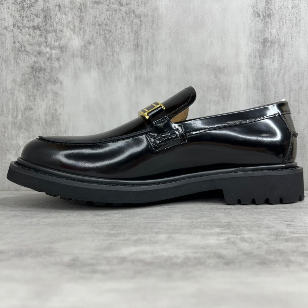 Dior Leather Loafers "Black-Gold"