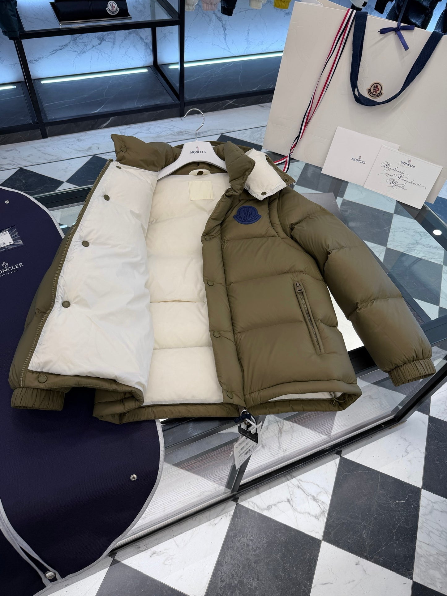 Moncler Cyclone 2-in-1 Hooded Short Down Jacket "Olive Green"