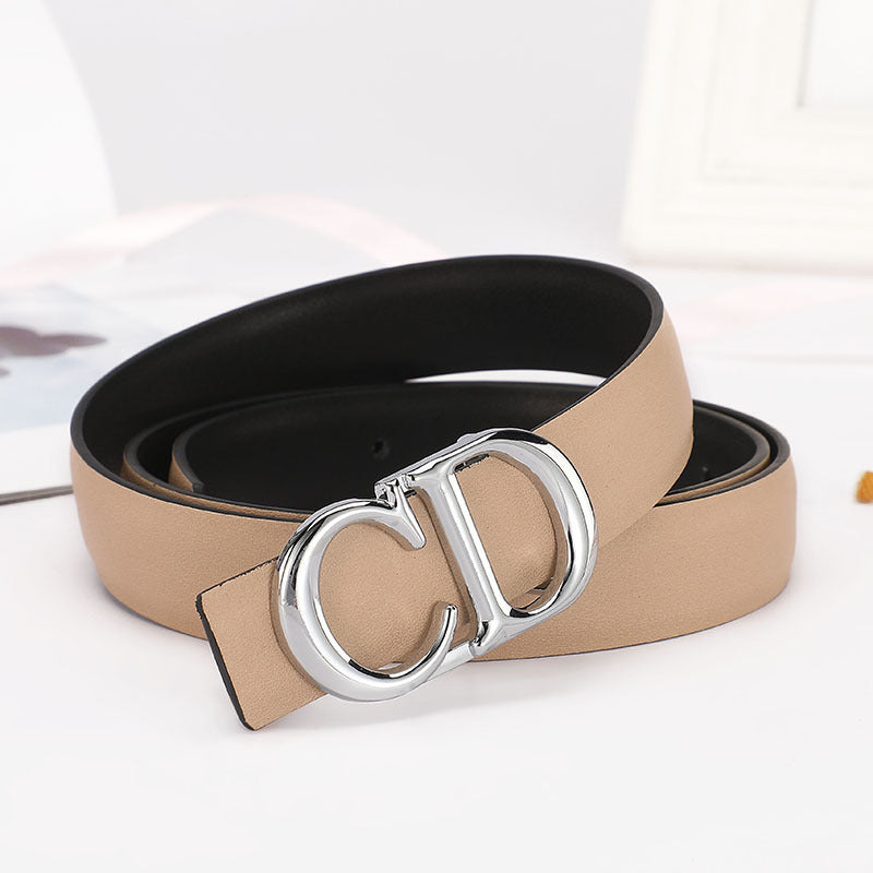 Dior Leather Belt "Beige-Silver"