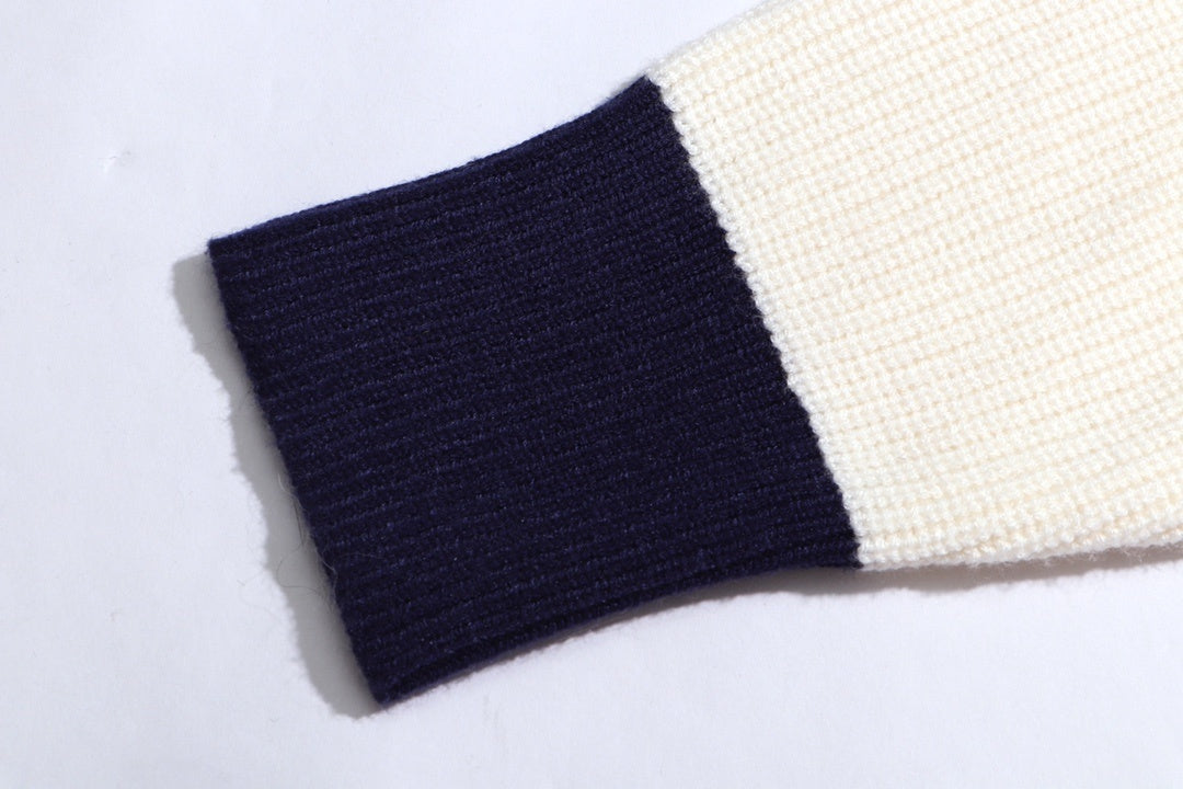 Gucci Zip-Up Sweater "Ivory-Red-Navy Blue"