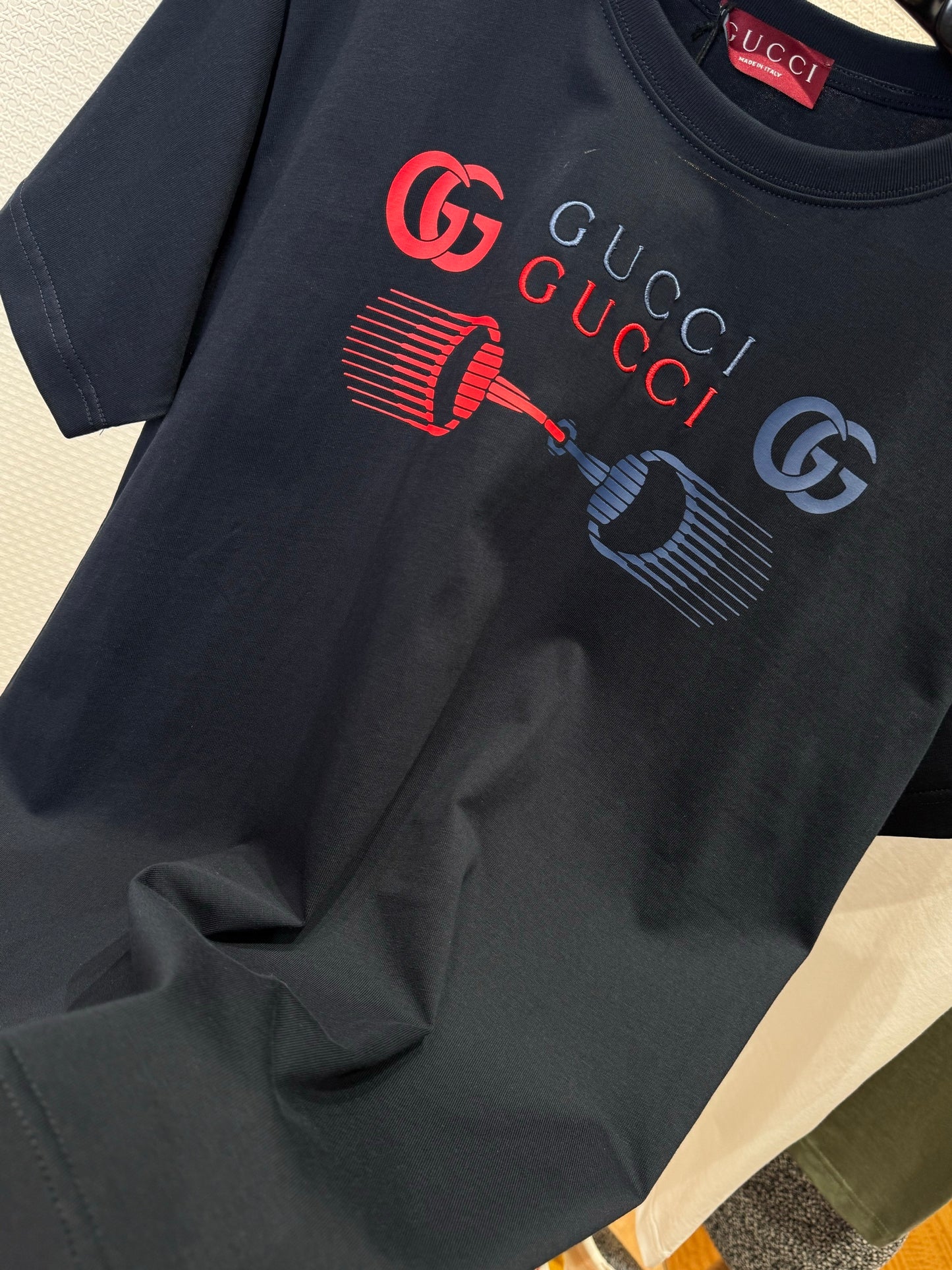 Gucci Printed Cotton Jersey T-Shirt "Navy"
