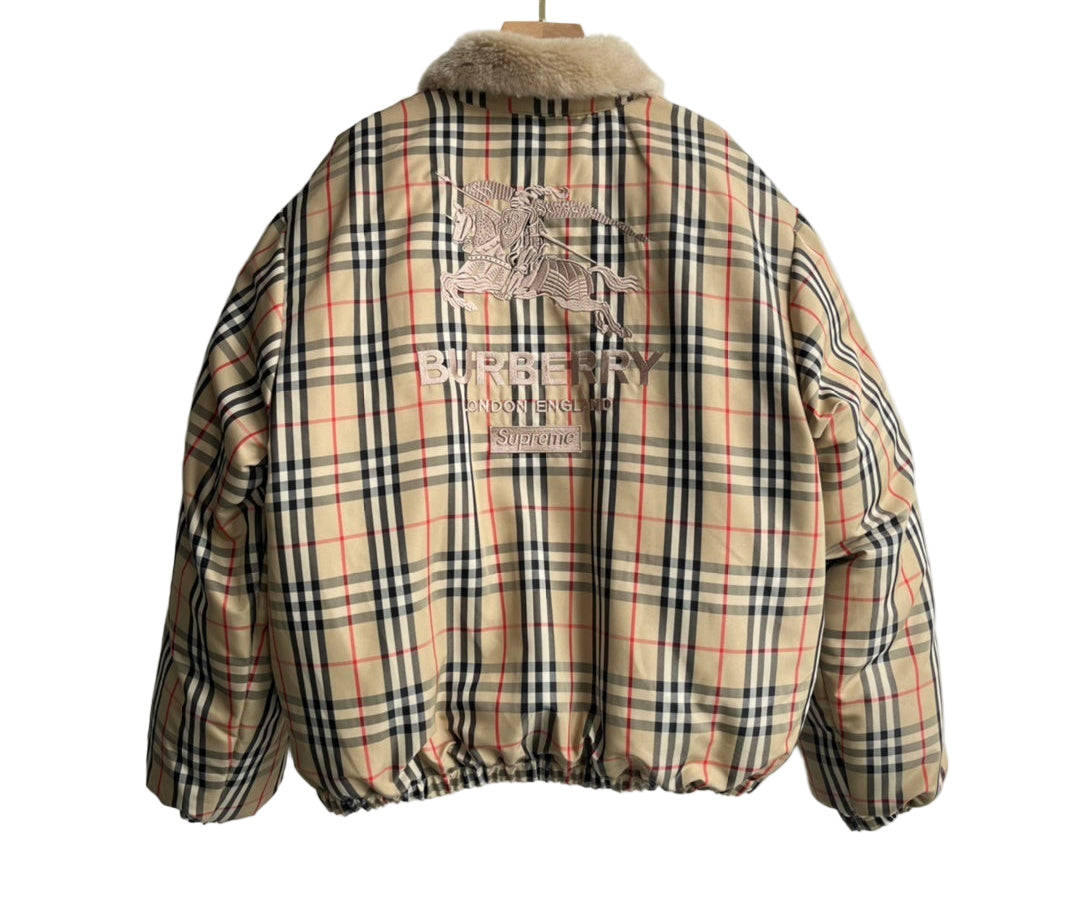 Supreme x Burberry Shearling Collar Down Jacket "Brown"