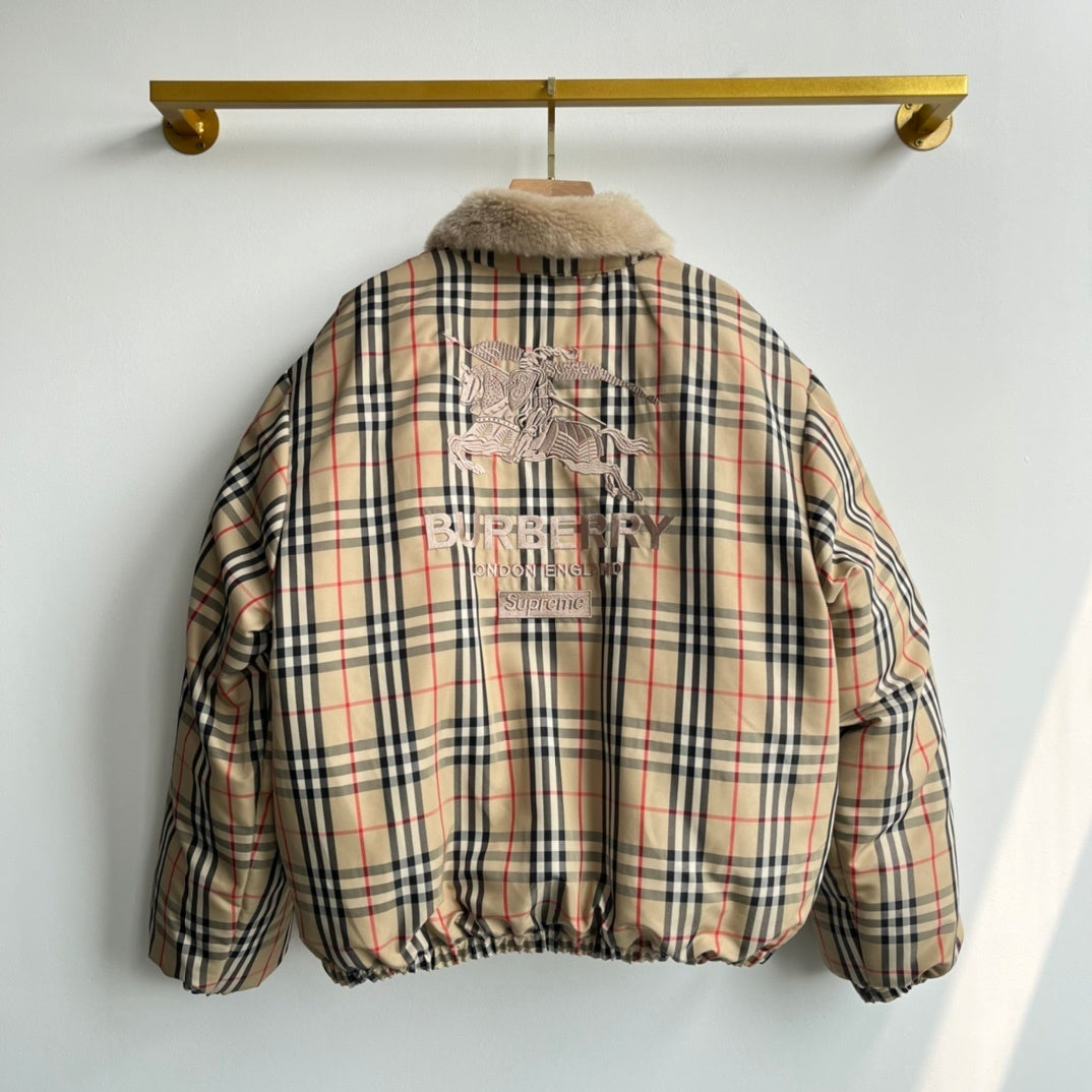 Supreme x Burberry Shearling Collar Down Jacket "Brown"