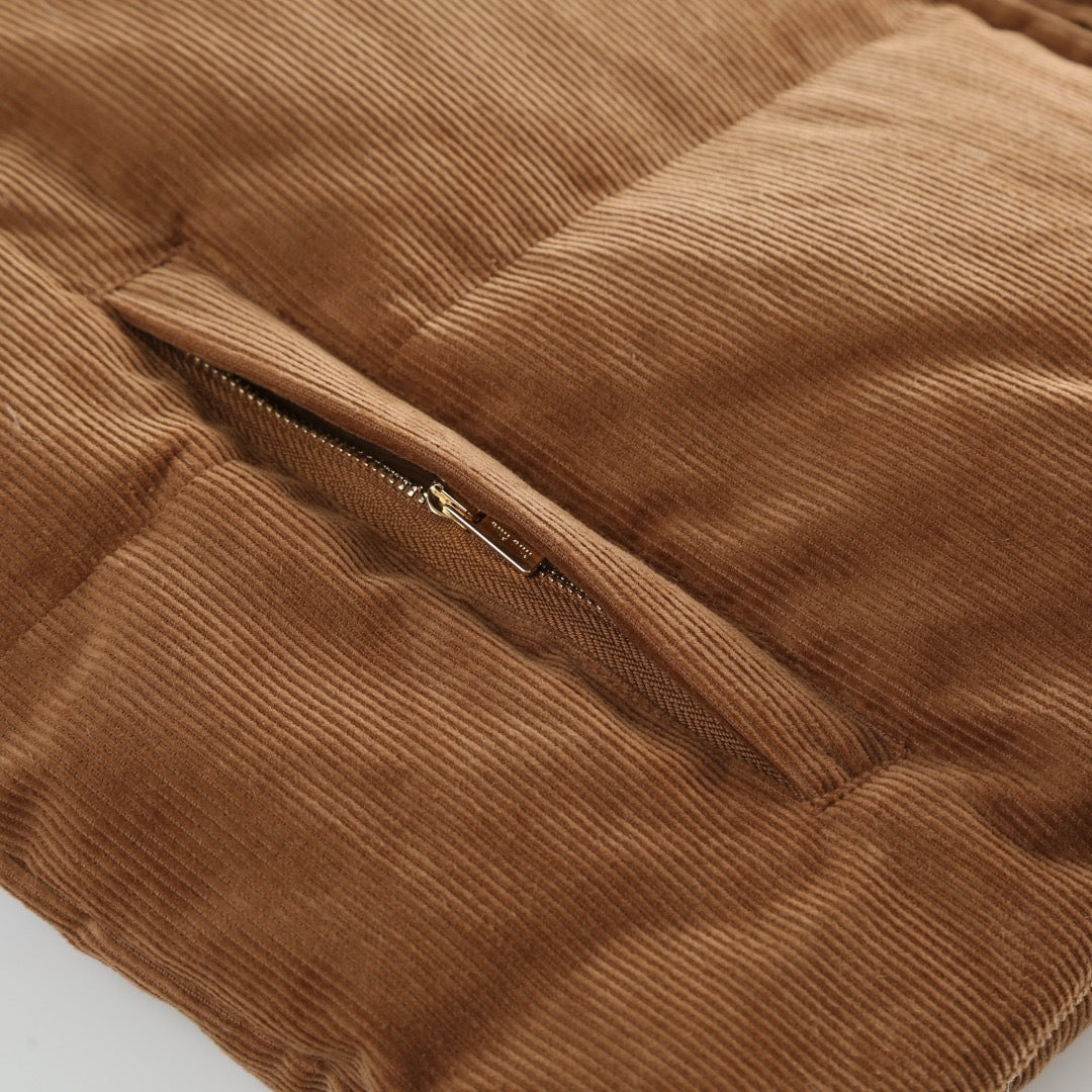 Miu Miu Cotton Corduroy Down Jacket "Brown"