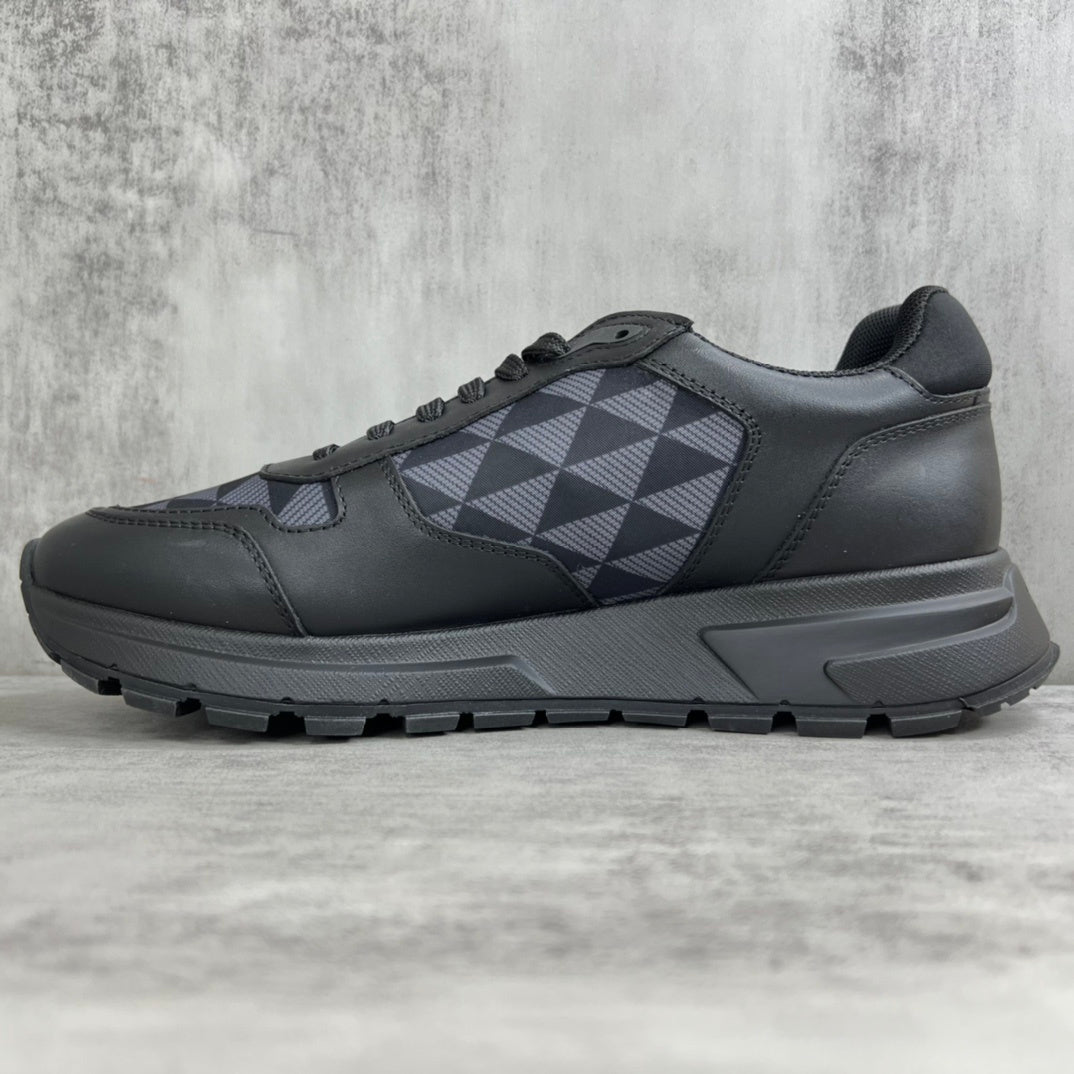 Prada Leather and Re-Nylon Sneakers "Black"