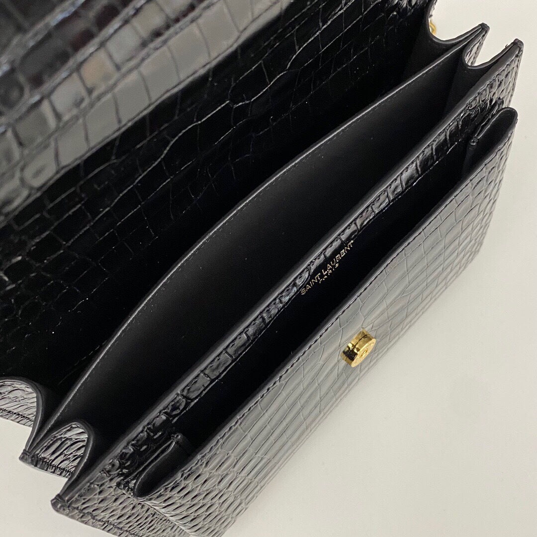 Saint Laurent Sunset Medium in Crocodile-Embossed Leather