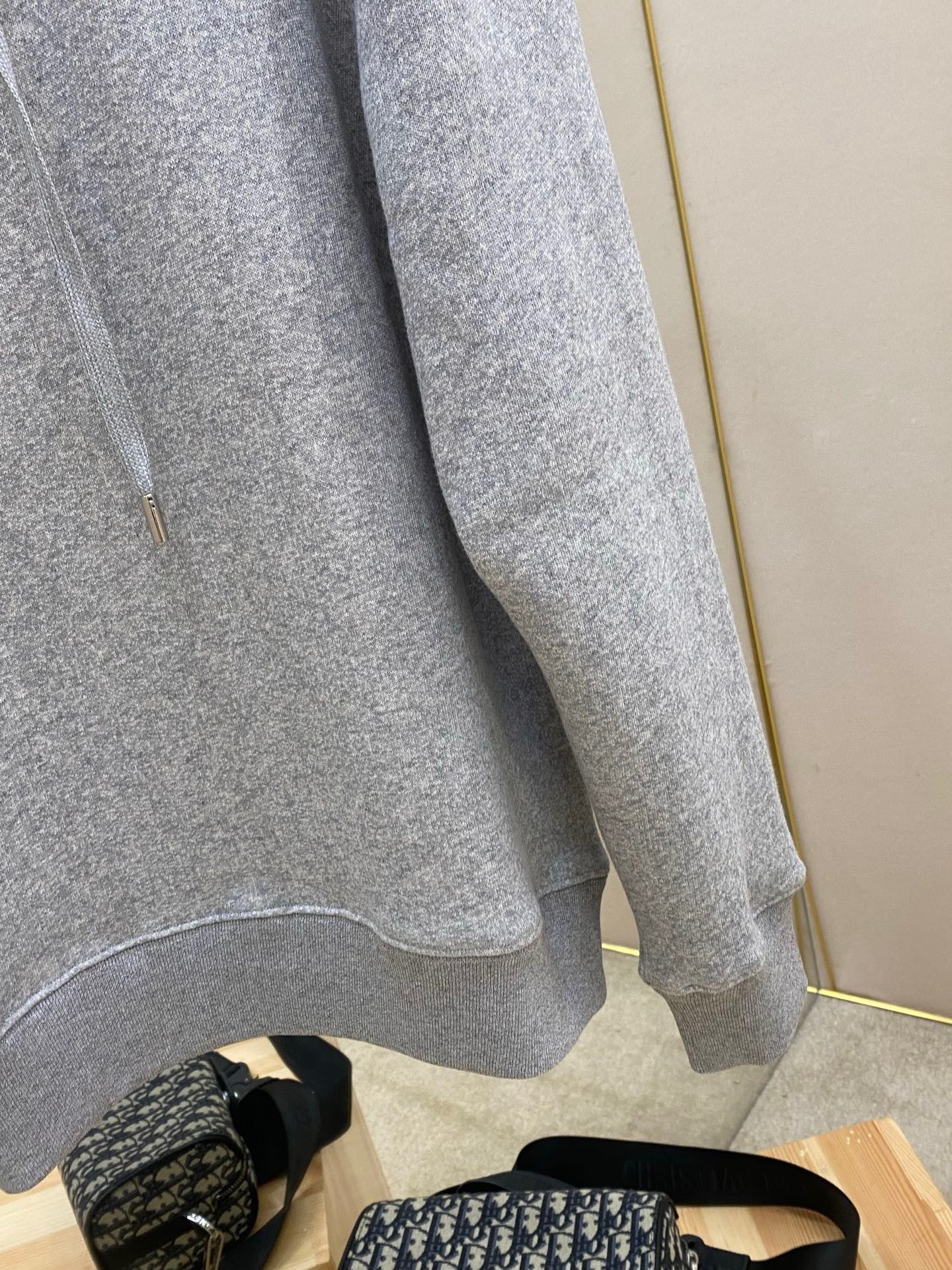 Dior Icons Hooded Sweatshirt "Gray Heathered Cashmere and Cotton Blend Fleece"