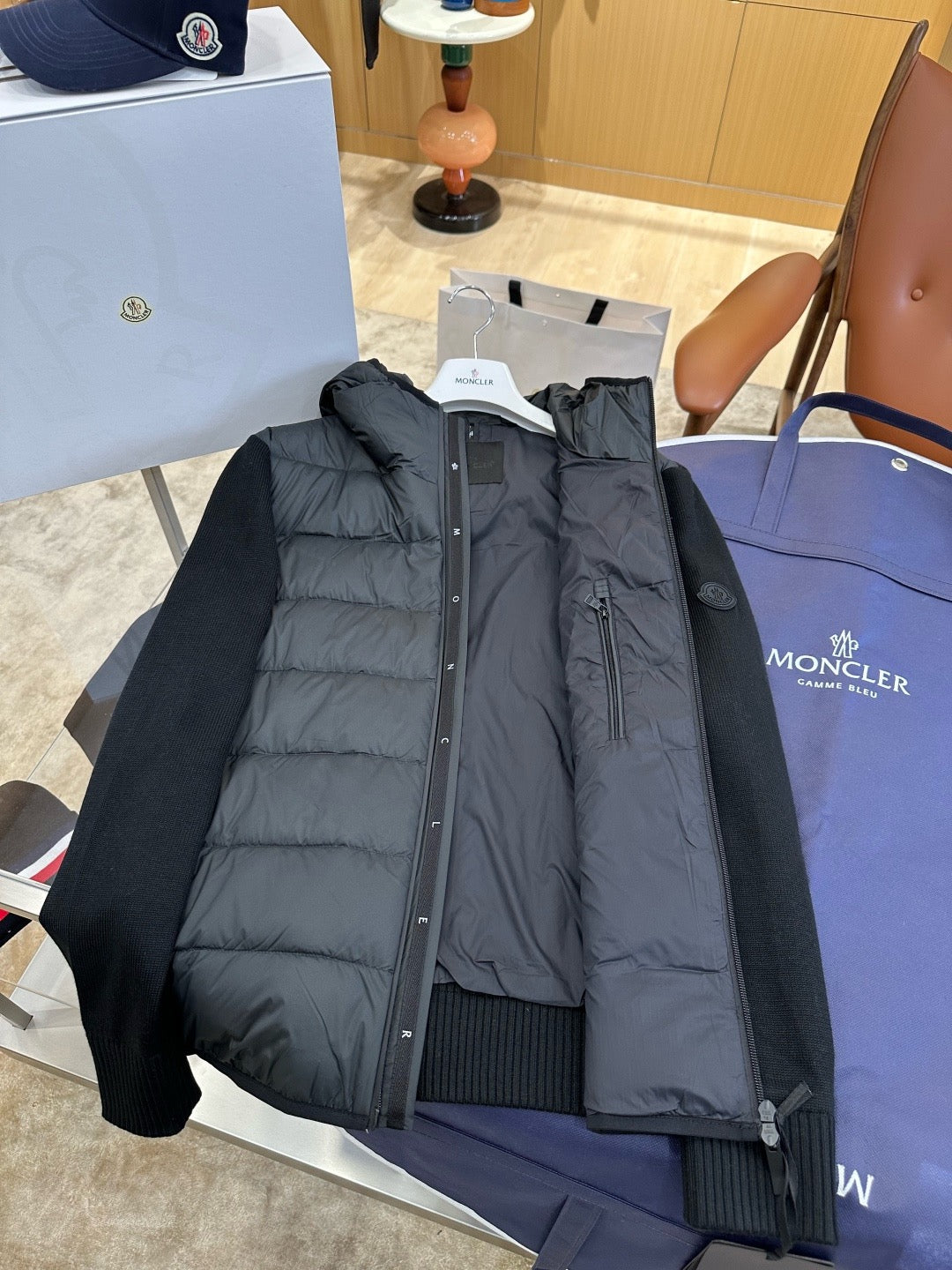 Moncler Padded Cotton Zip-Up Hoodie "Black"