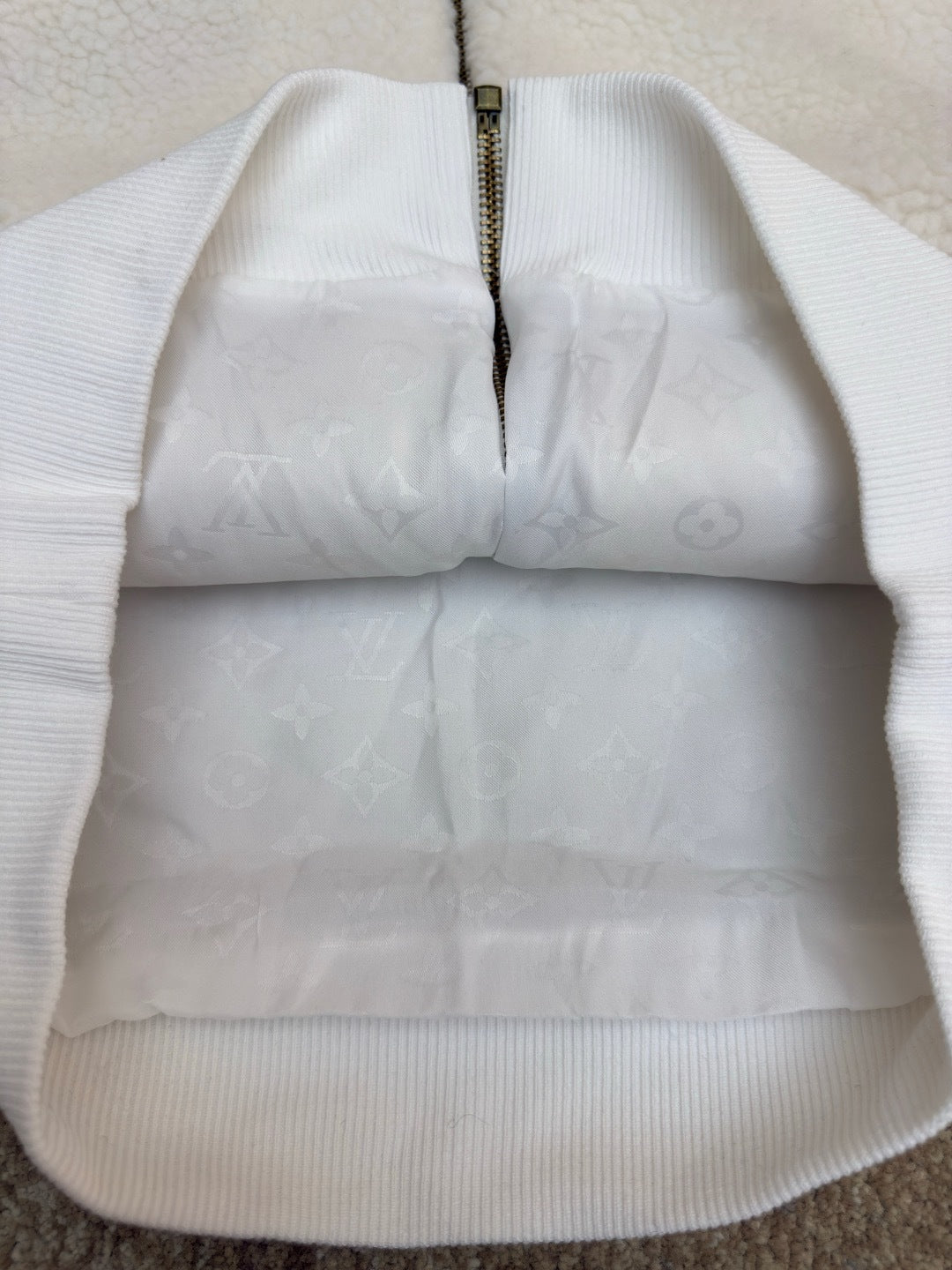 Louis Vuitton Fleece Jacket with Leather Patch "White"