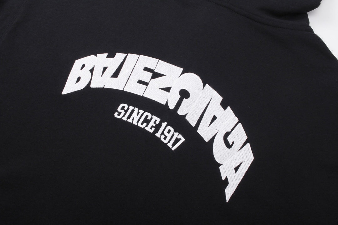 Balenciaga Round Backflip Zip-Up Hoodie "Black-White"