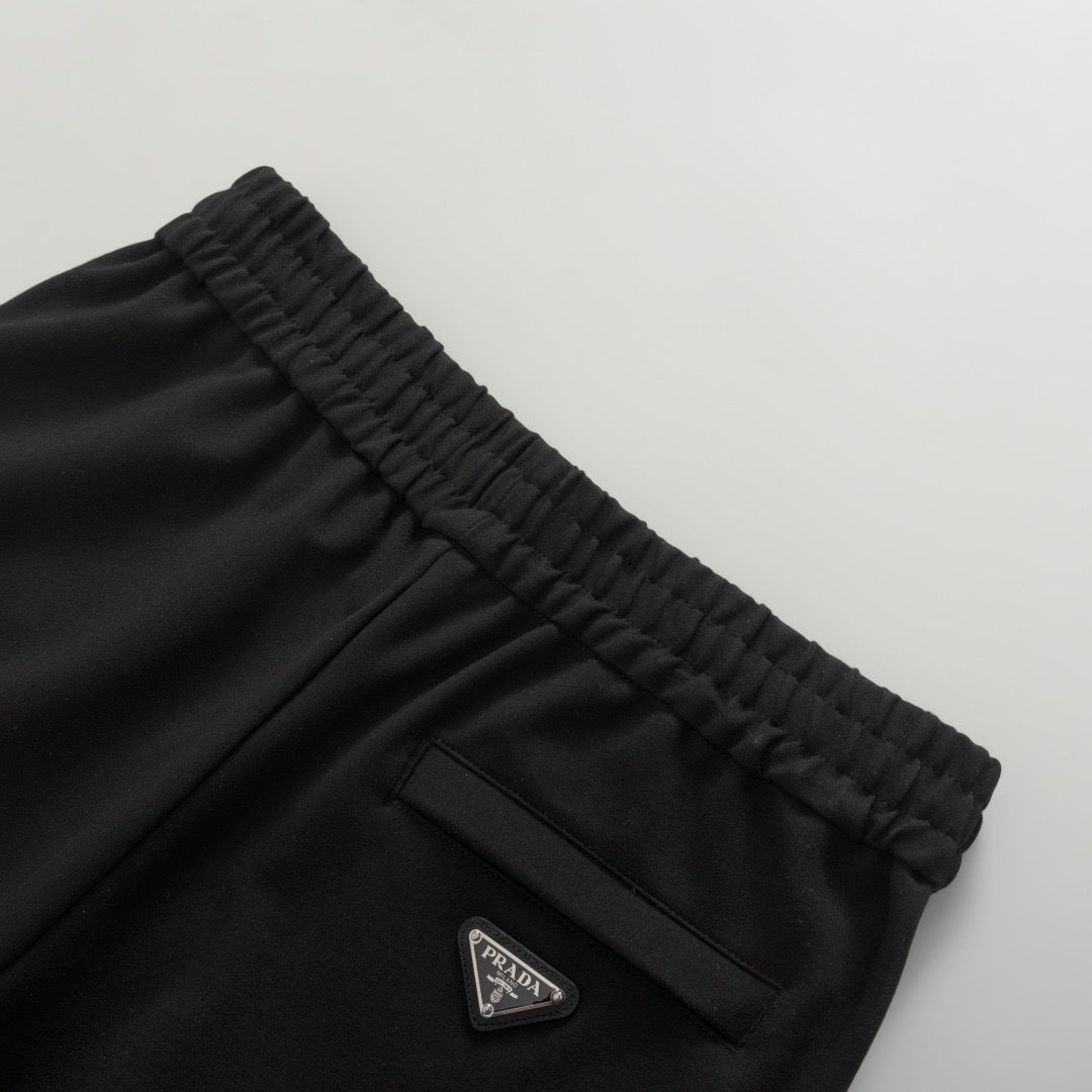 Prada Cotton Fleece Joggers with Re-Nylon Details "Black"
