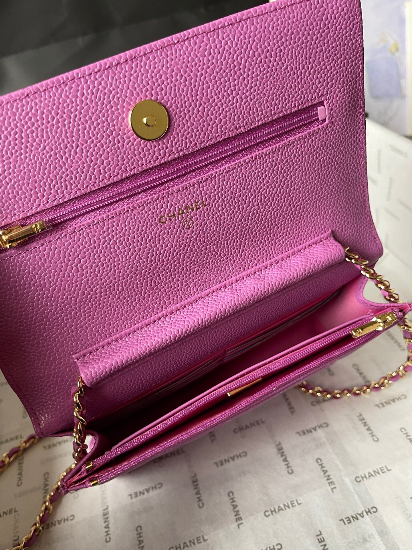Chanel Quilted Caviar Leather Classic Wallet on Chain