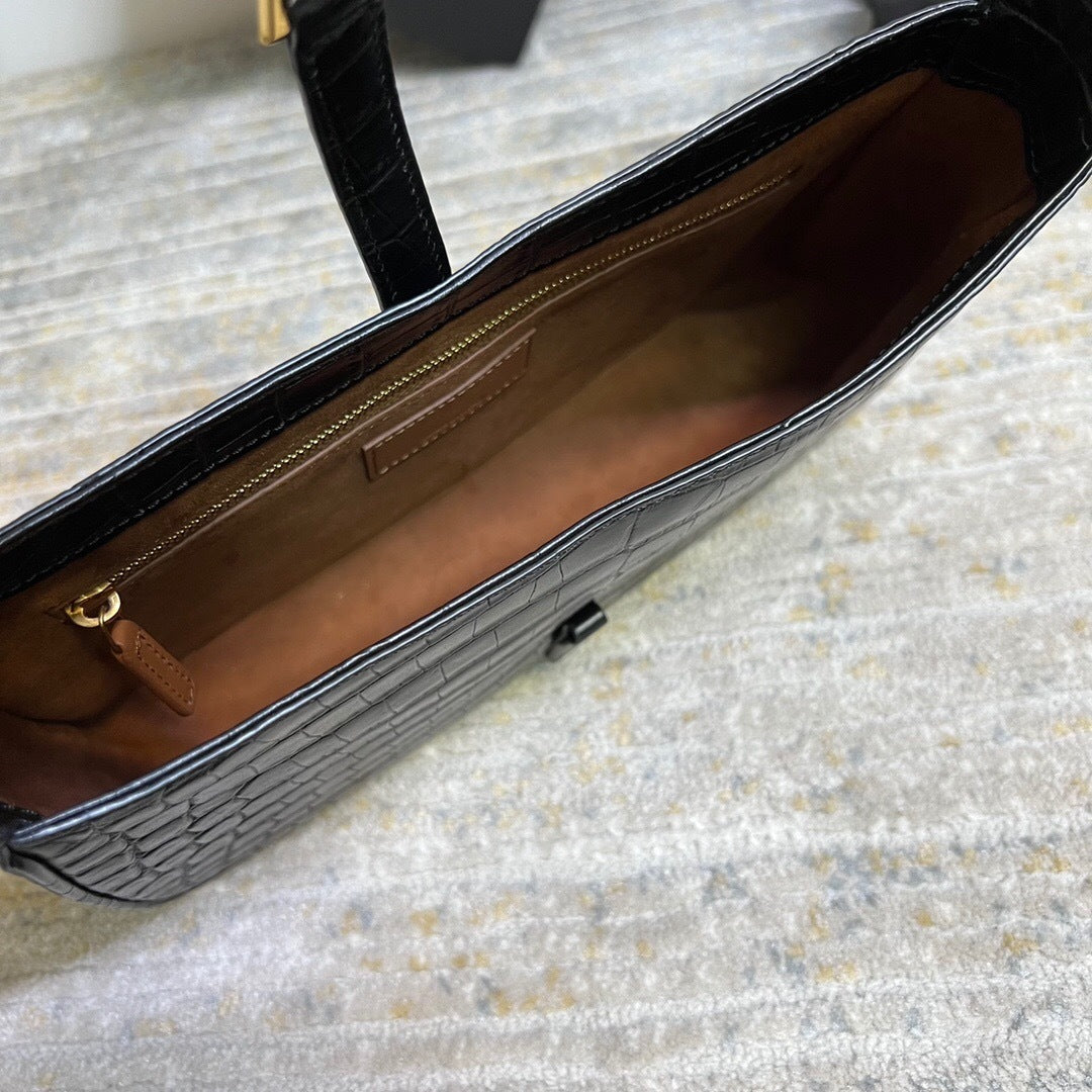 Saint Laurent Le 5 a 7 in Crocodile-Embossed Leather