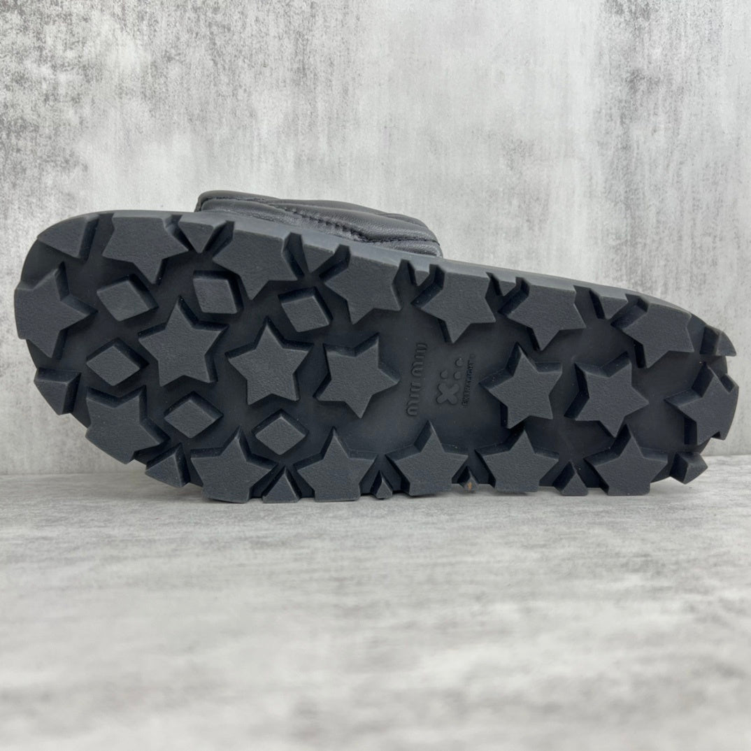 Miu Miu Leather Slides "Black"
