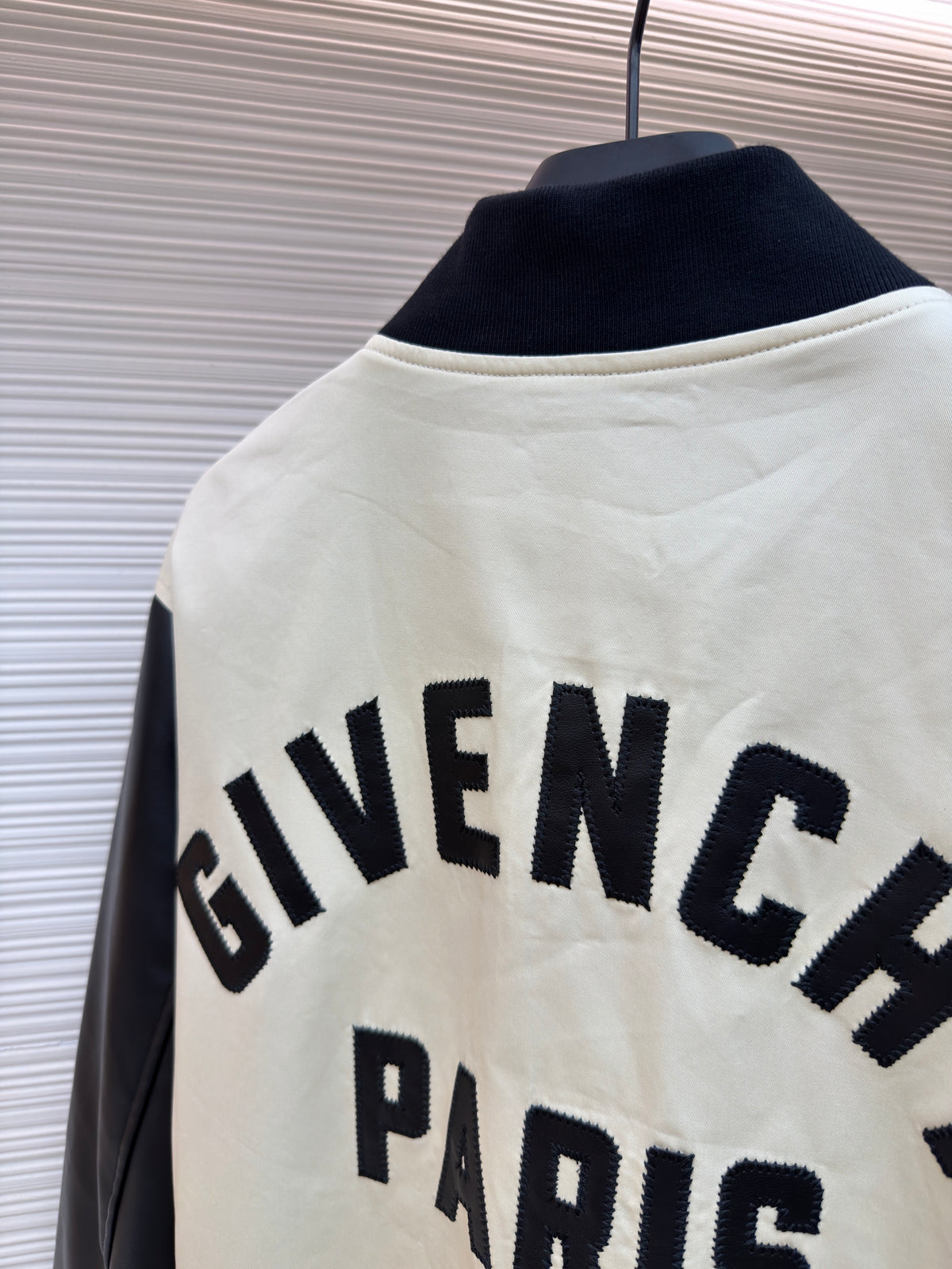 Givenchy Mix Material Blouson with Givenchy Paris Embroidery "Neutral-Black"