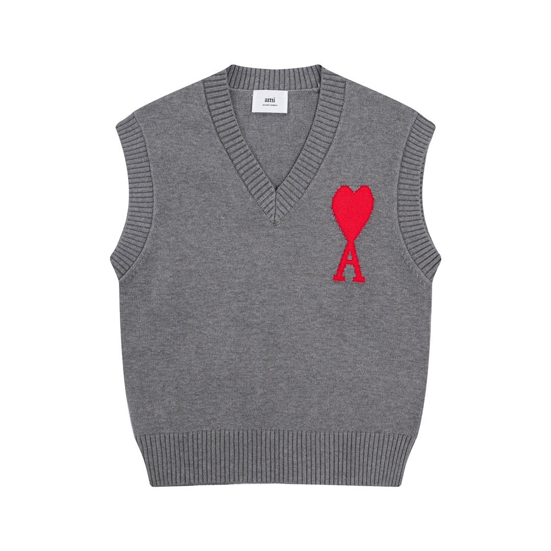 AMI Paris Ami De Coeur Sweater Vest "Grey"