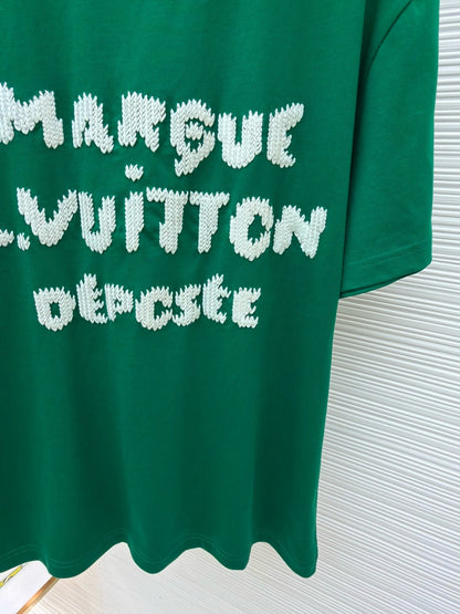 Louis Vuitton Embroidered Signature Short-Sleeved T-Shirt "Vibrant Green"