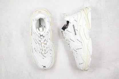Balenciaga Triple S "White-All Over Logo"
