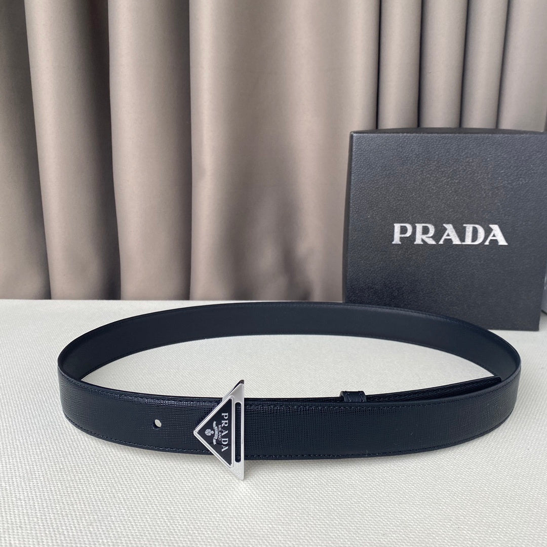 Prada 30mm Saffiano Leather Belt "Black"