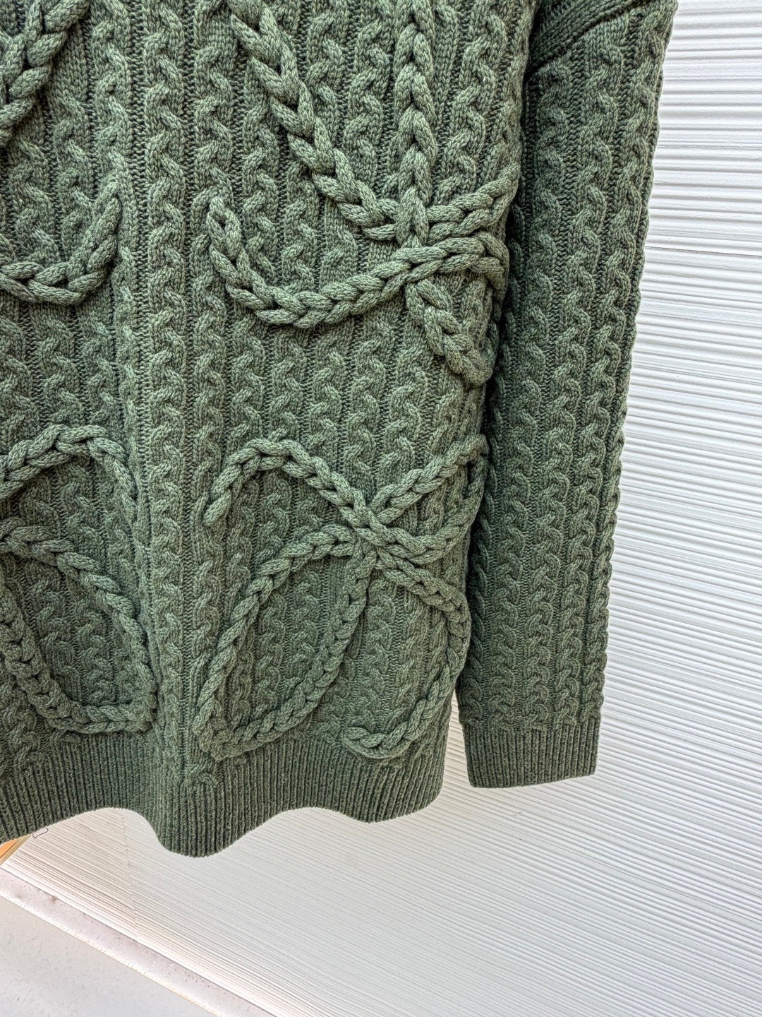 Loewe Cable Knitted Anagram Sweater "Green"