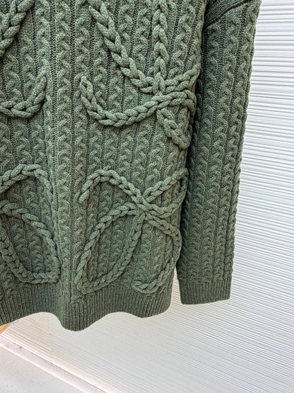 Loewe Cable Knitted Anagram Sweater "Green"