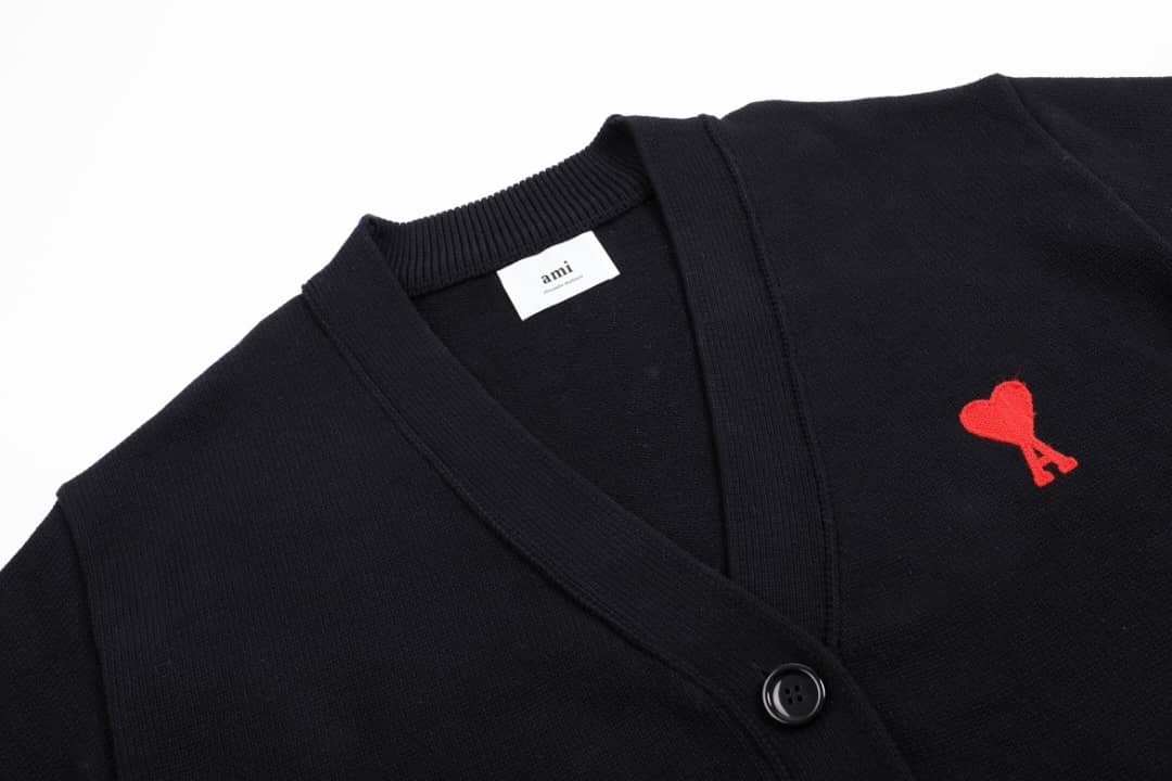 AMI Paris Ami De Coeur Cardigan "Black"