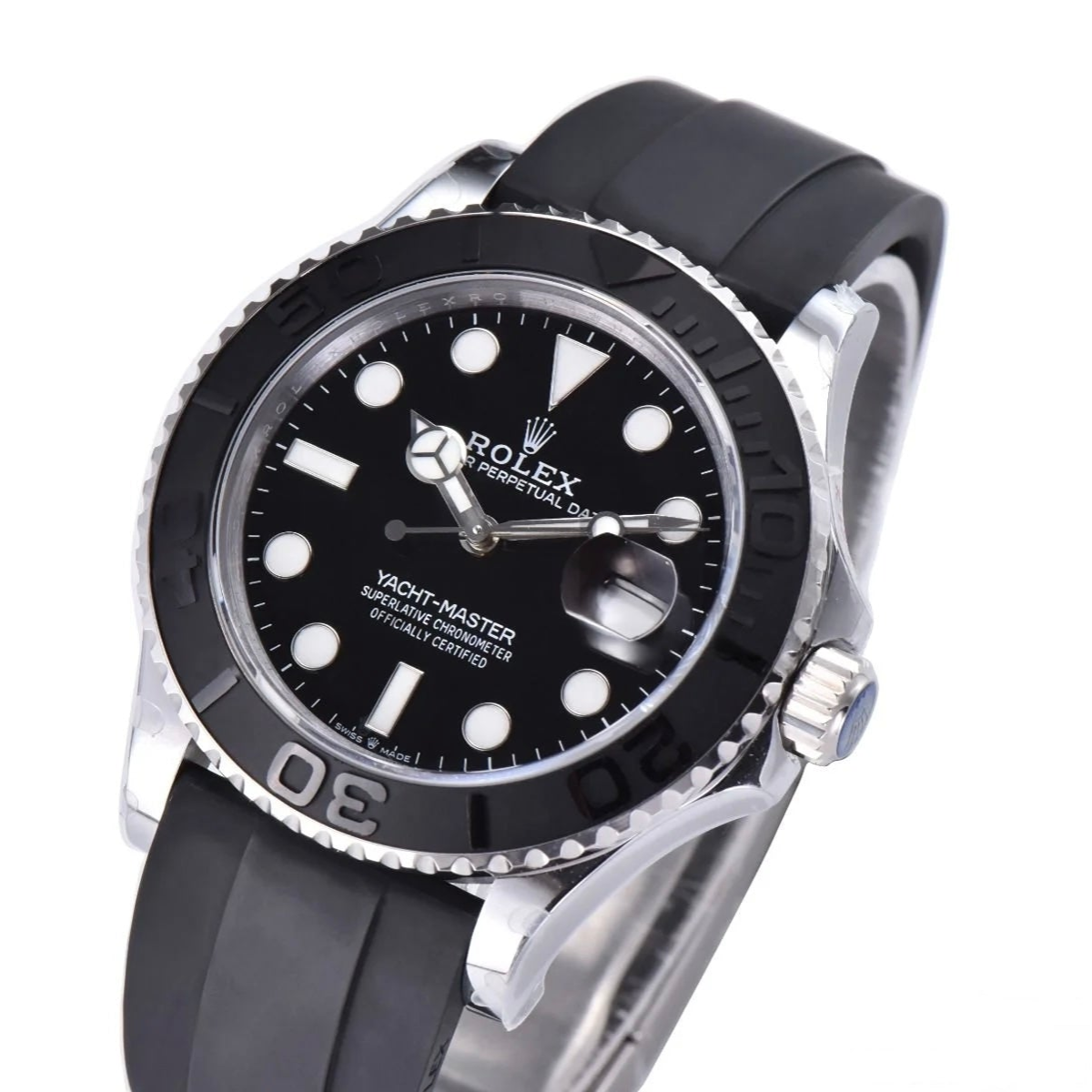 Rolex Yacht-Master 42mm Black Rubber Strap Black Dial