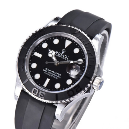 Rolex Yacht-Master 42mm Black Rubber Strap Black Dial