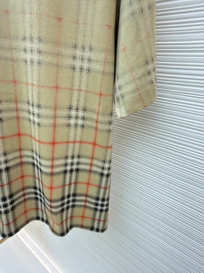 Burberry Gradient Check Cotton T-Shirt "Sand Beige"