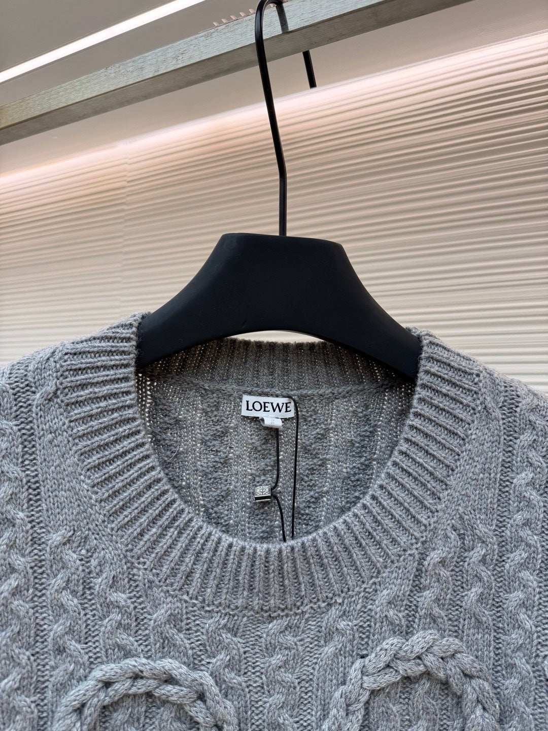 Loewe Cable Knitted Anagram Sweater "Grey"