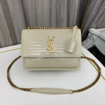 Saint Laurent Sunset Medium in Crocodile-Embossed Leather