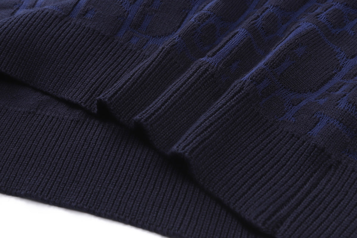 Dior Oblique Sweater "Navy Blue Cotton-Blend Jersey"