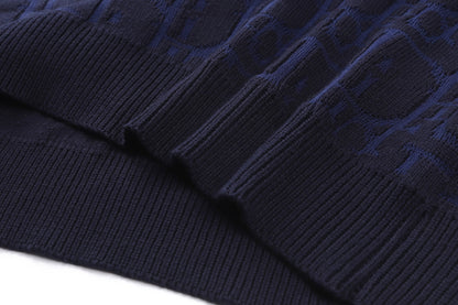 Dior Oblique Sweater "Navy Blue Cotton-Blend Jersey"