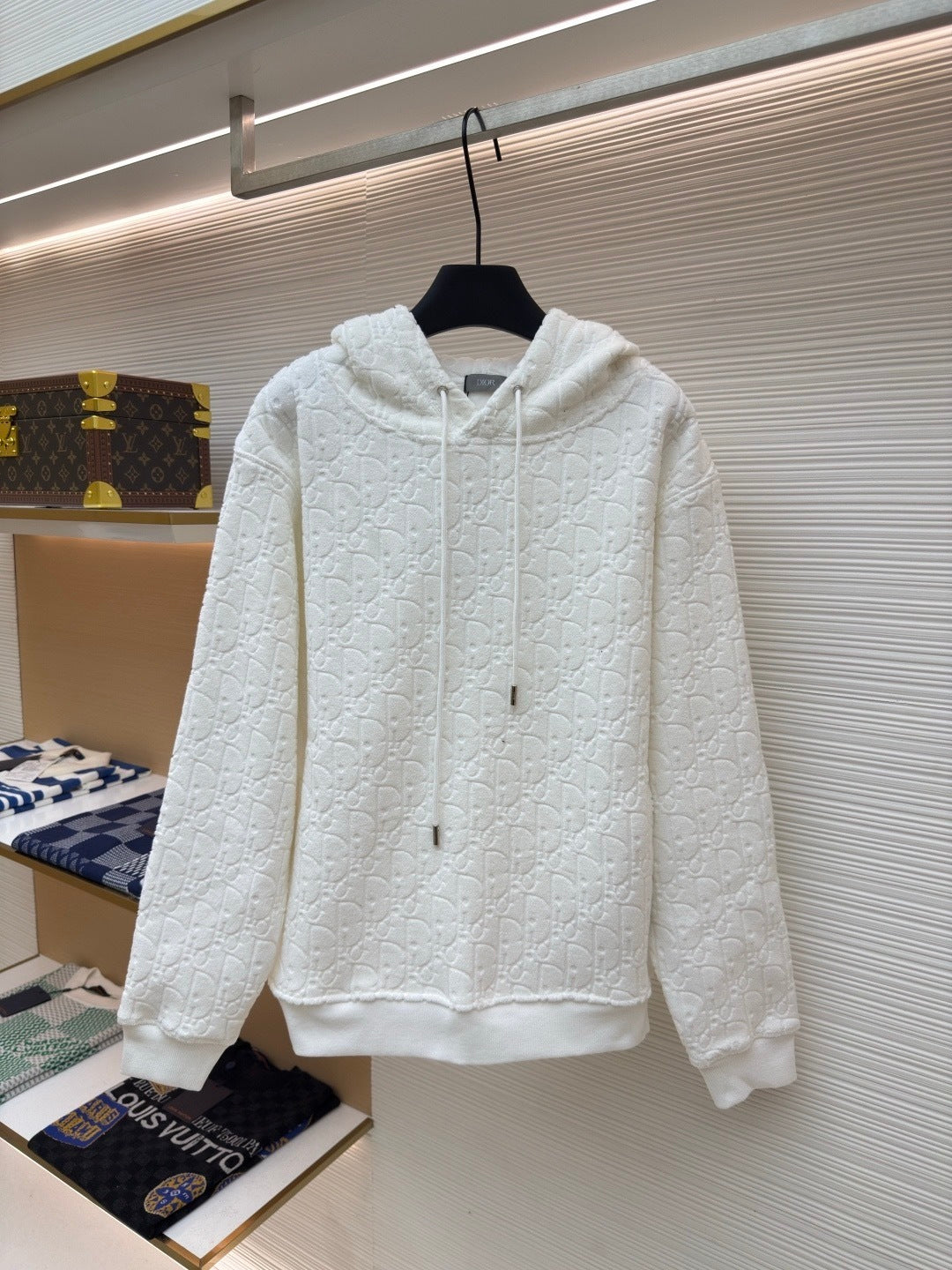 Dior Oblique Hooded Sweatshirt "Off-White Cotton Fleece"