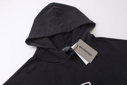 Balenciaga BB Pixel Embroidery Hoodie "Black-White"