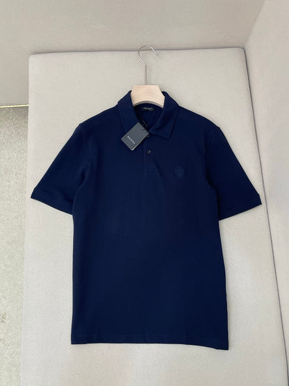 Gucci Cotton Piquet Polo Shirt with Embroidery "Navy"