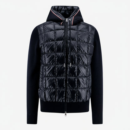 Moncler Paneled Down and Wool Jacket "Black"