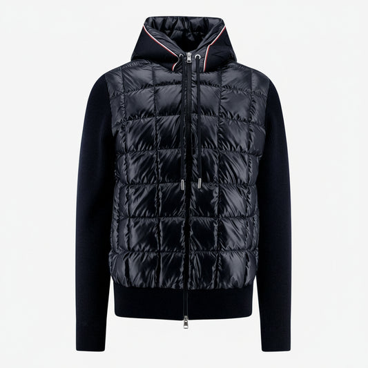 Moncler Paneled Down and Wool Jacket "Black"