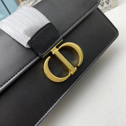 Dior 30 Montaigne East-West Bag with Chain Black Calfskin