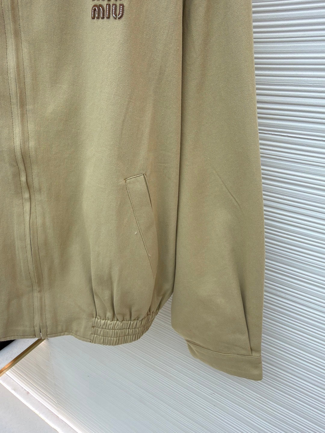 Miu Miu Light Denim Blouson Jacket "Beige"