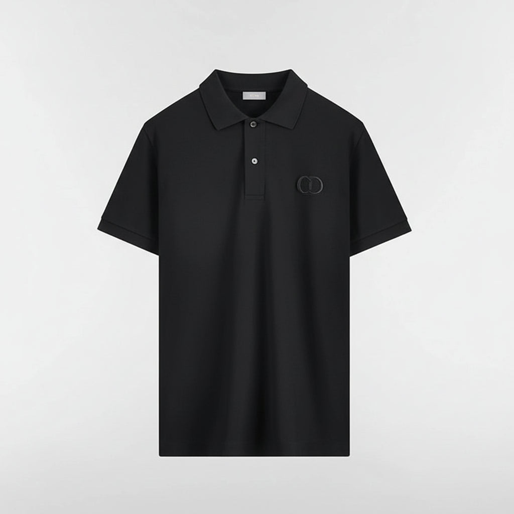 Dior CD Icon Polo Shirt "Black Cotton Piqué"
