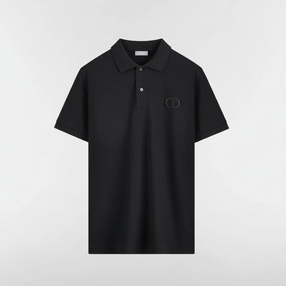 Dior CD Icon Polo Shirt "Black Cotton Piqué"
