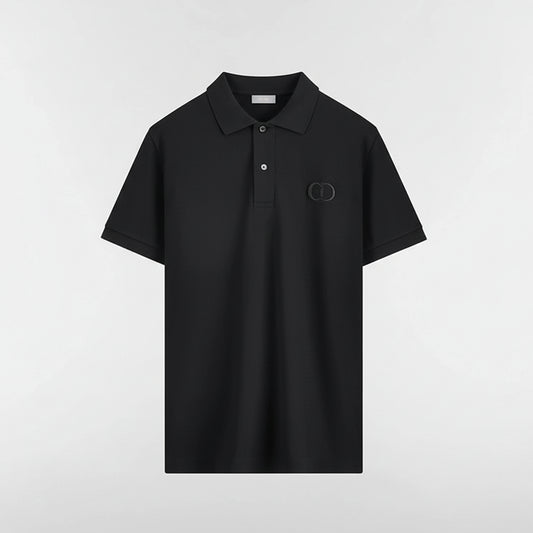 Dior CD Icon Polo Shirt "Black Cotton Piqué"